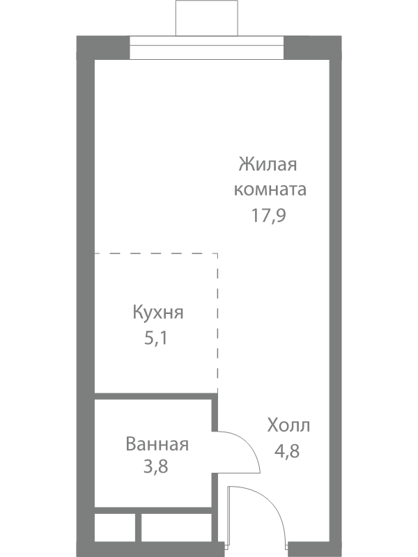 Студия 31,6 м²