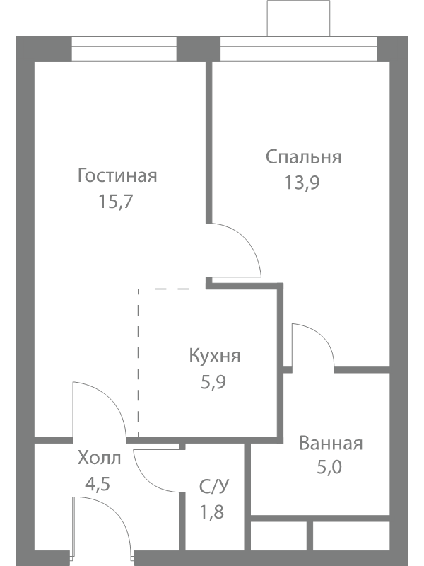 2 ккв (Евро) 46,8 м²