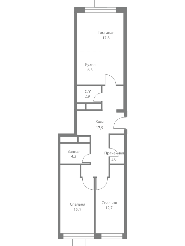 3 ккв (Евро) 80,2 м²