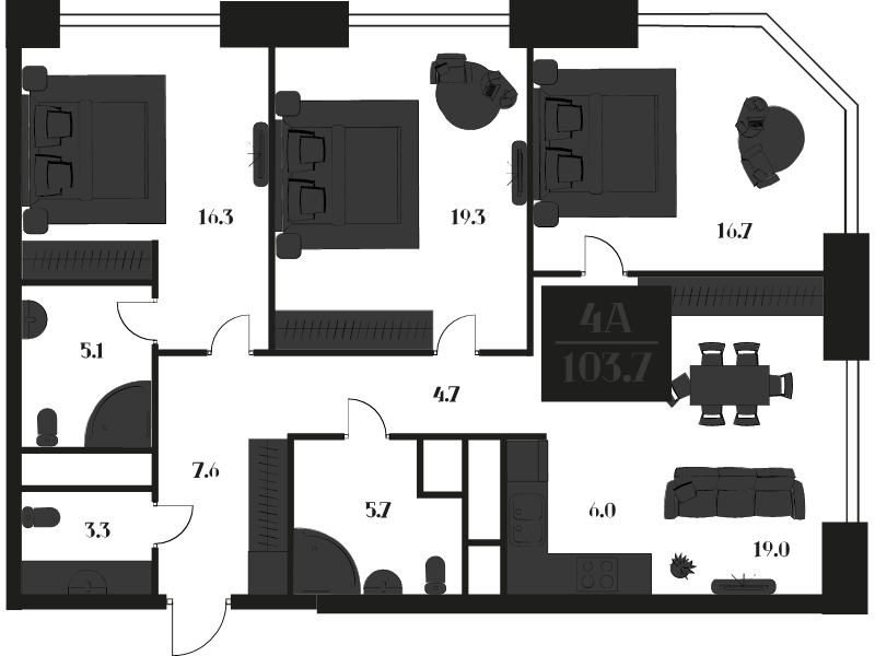 4 ккв (Евро) 103,7 м²