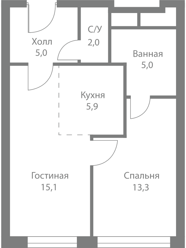 2 ккв (Евро) 46,3 м²