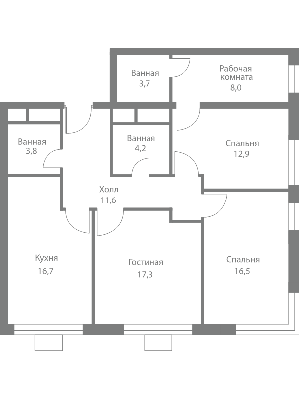4 ккв (Евро) 94,7 м²