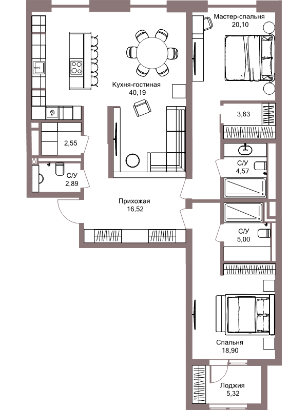 3 ккв (Евро) 123 м²