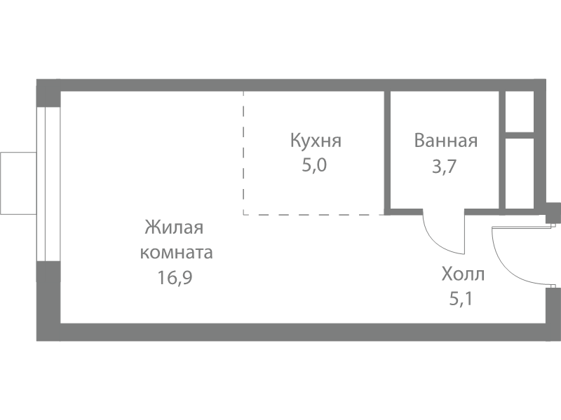 Студия 30,7 м²