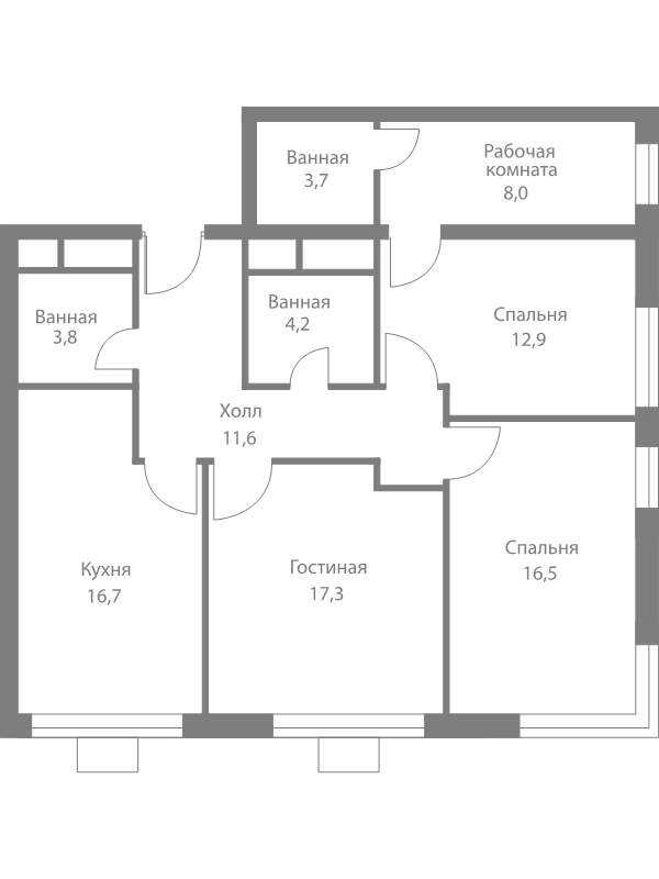 4 ккв (Евро) 94,7 м²