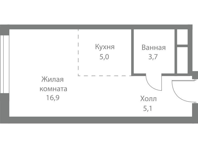 Студия 30,7 м²