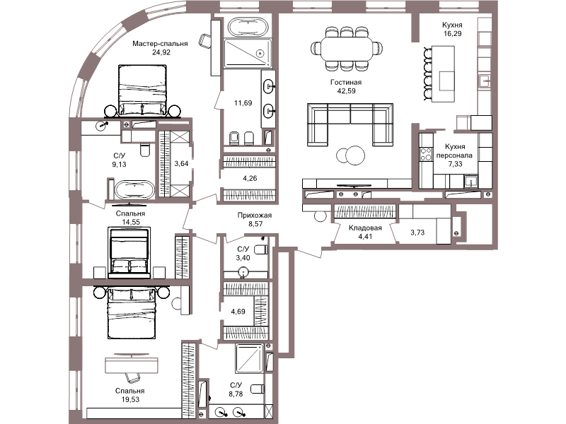 4 ккв (Евро) 200,5 м²