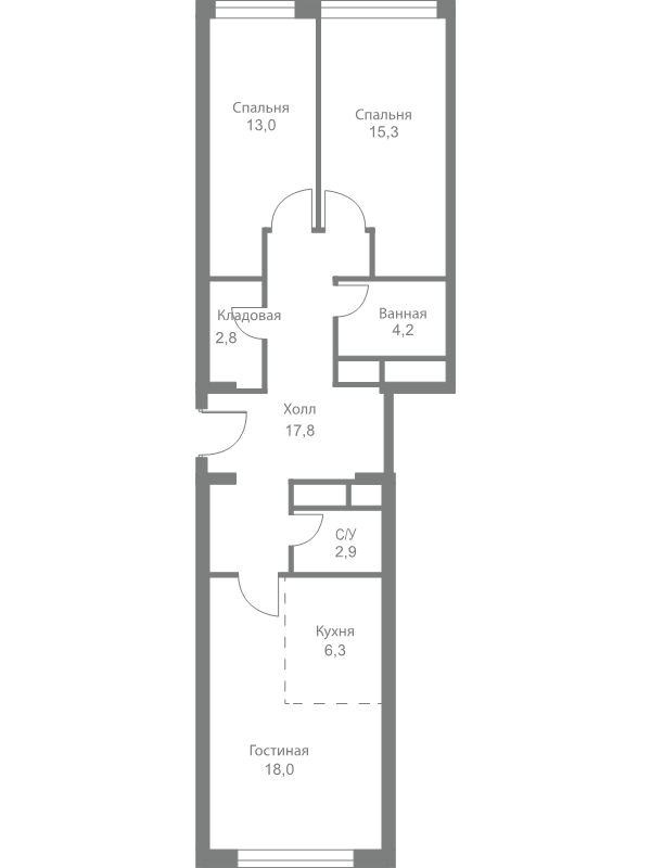 3 ккв (Евро) 80,3 м²
