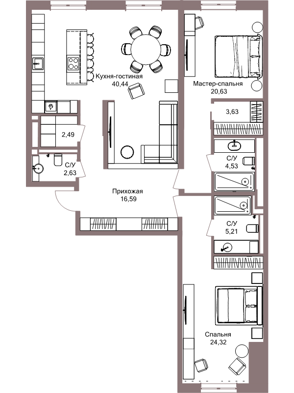 4 ккв (Евро) 123 м²