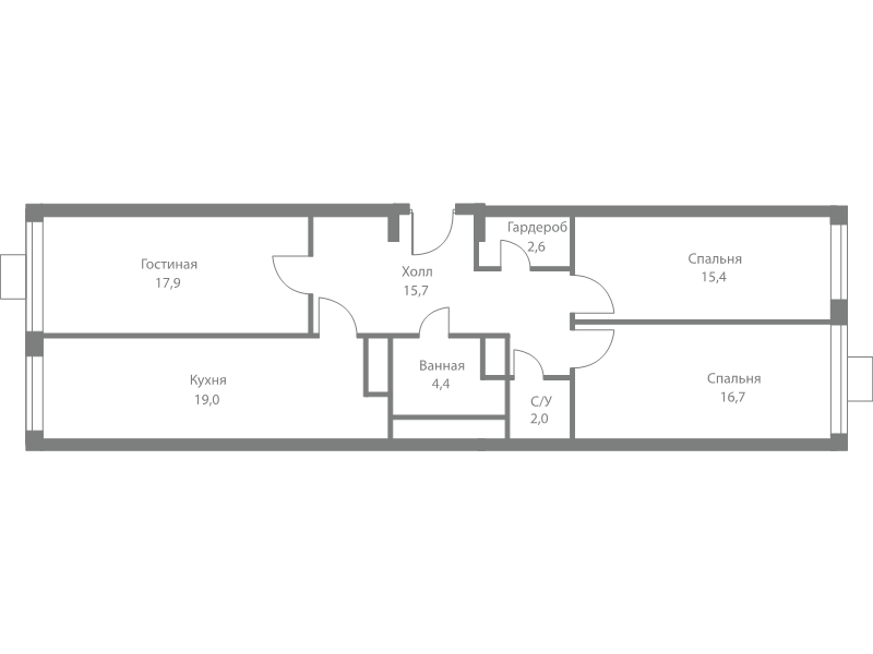 4 ккв (Евро) 93,7 м²