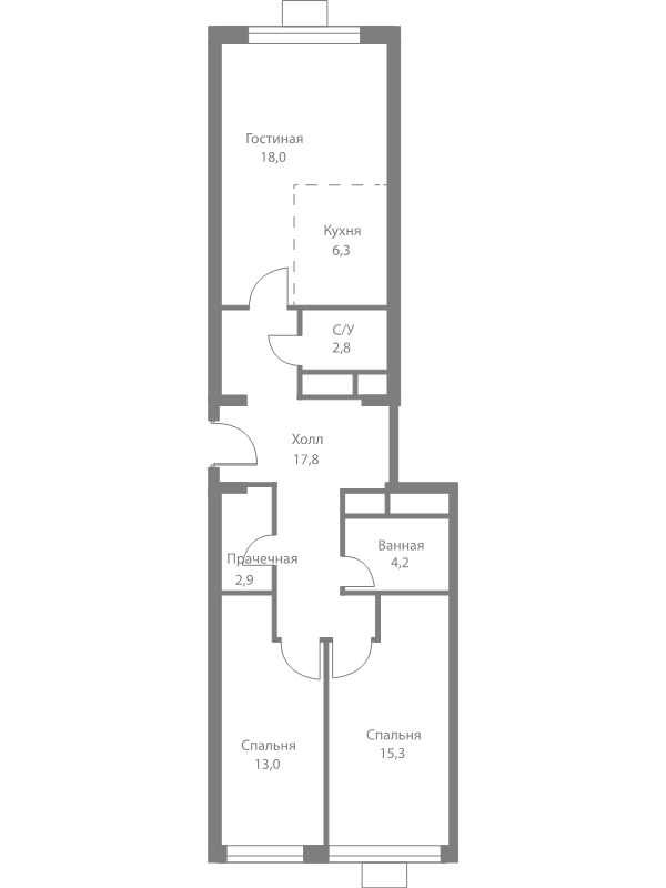 3 ккв (Евро) 80,3 м²
