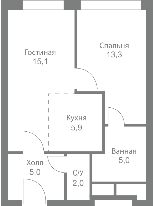 2 ккв (Евро) 46,3 м²