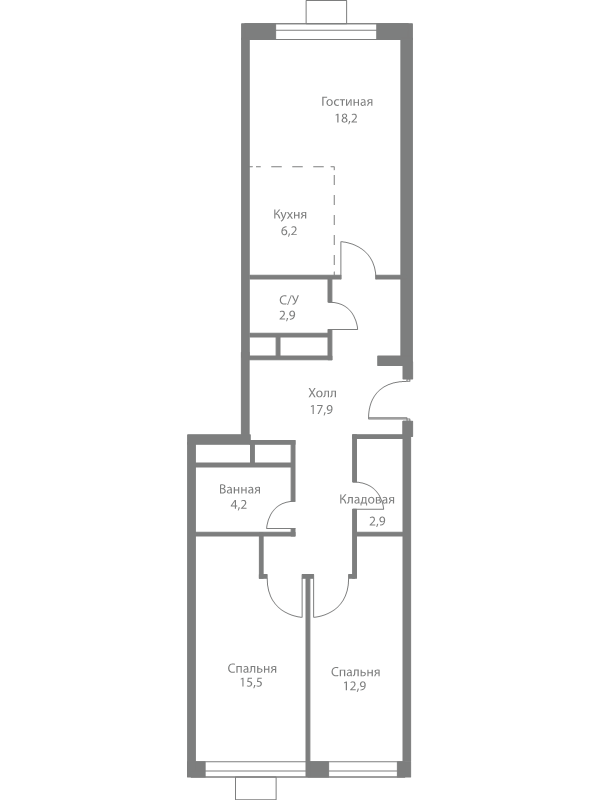 3 ккв (Евро) 80,8 м²