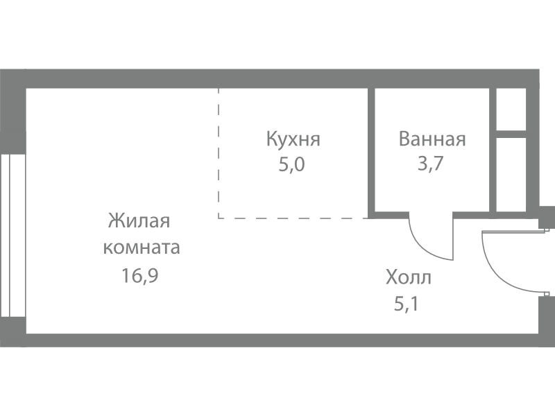 Студия 30,7 м²