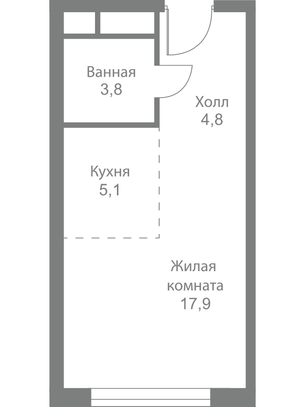 Студия 31,6 м²
