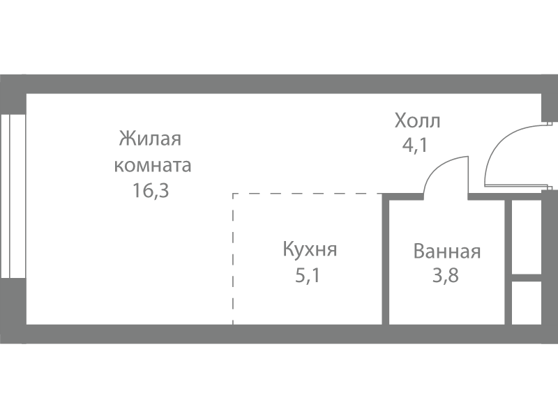 Студия 29,3 м²