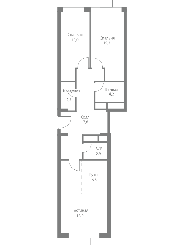3 ккв (Евро) 80,3 м²