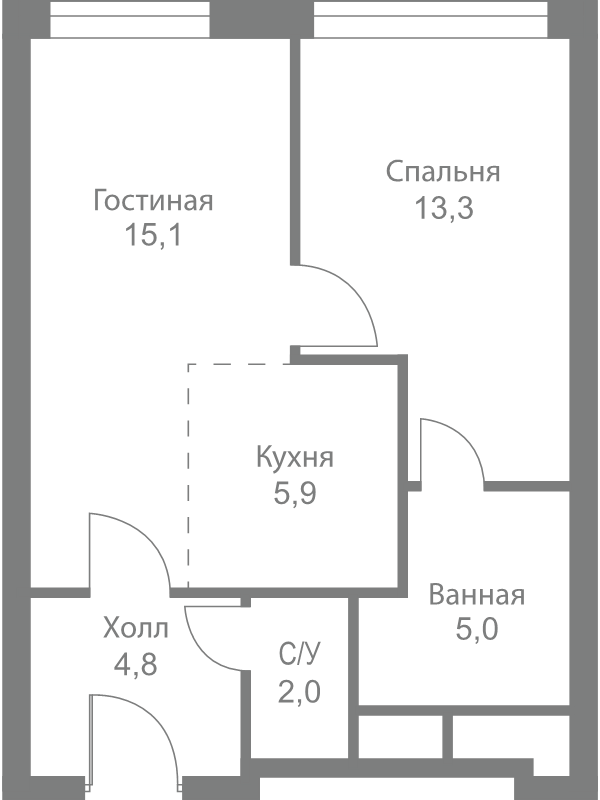 2 ккв (Евро) 46,1 м²