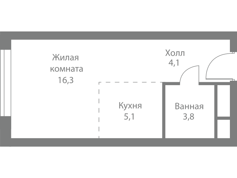Студия 29,3 м²