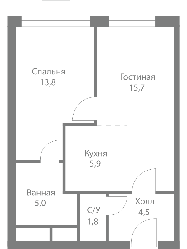 2 ккв (Евро) 46,7 м²