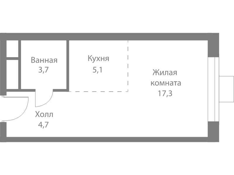 Студия 31,1 м²