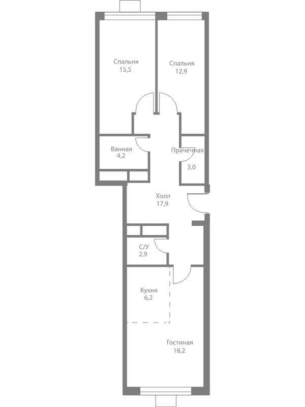 3 ккв (Евро) 80,8 м²