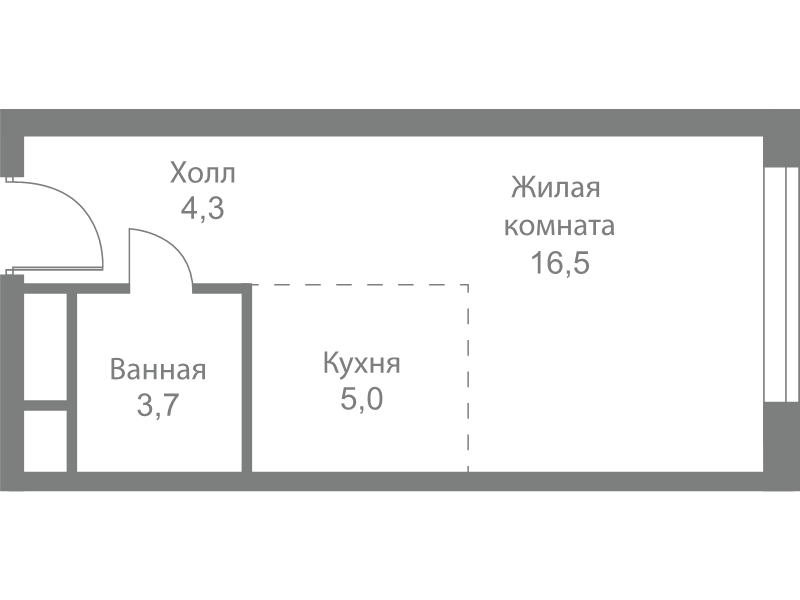 Студия 29,5 м²