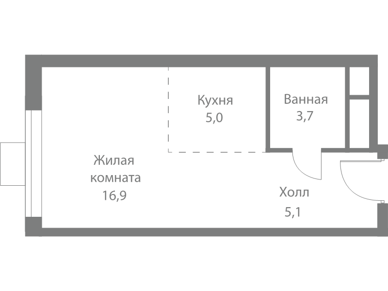 Студия 30,7 м²