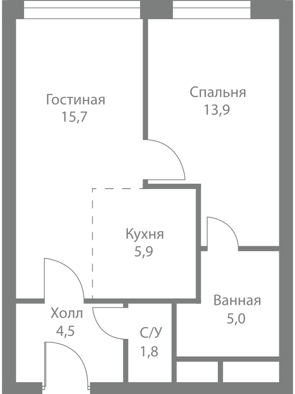 2 ккв (Евро) 46,8 м²