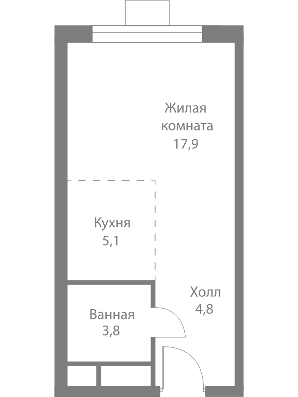 Студия 31,6 м²