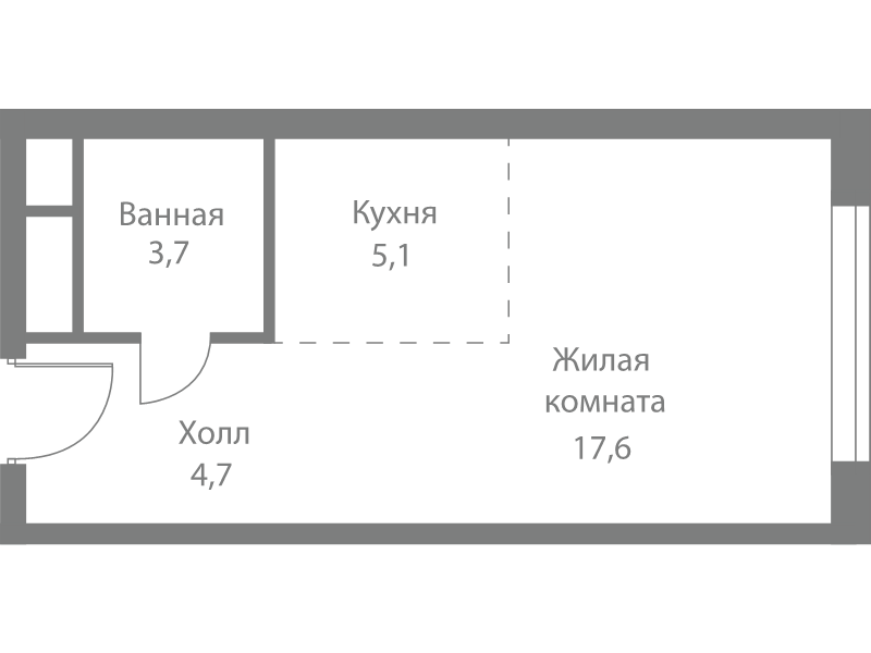 Студия 31,1 м²
