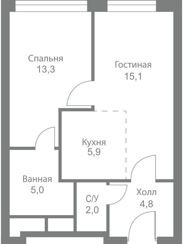 2 ккв (Евро) 46,1 м²