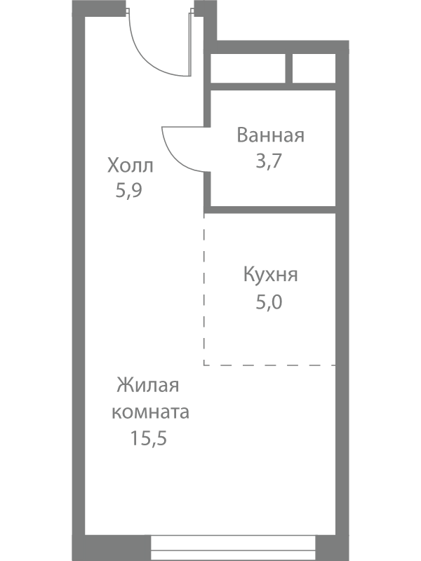 Студия 30,1 м²