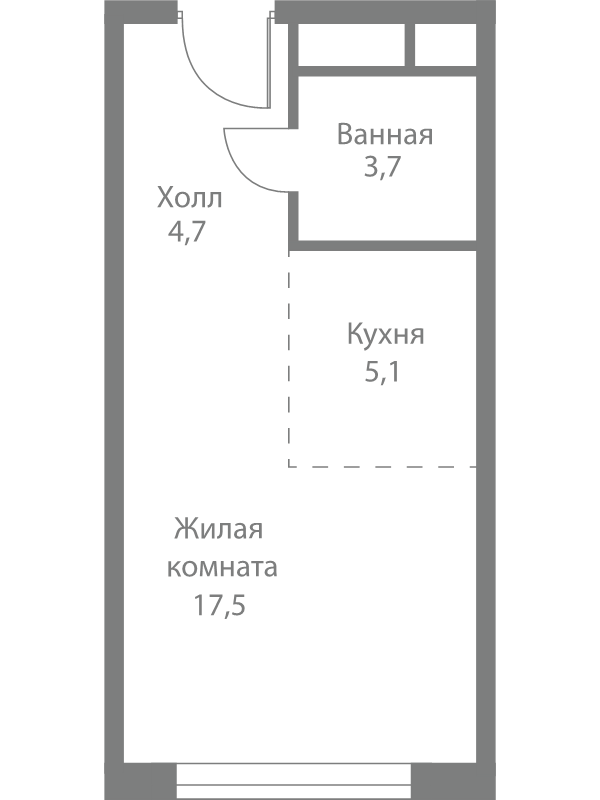 Студия 31 м²