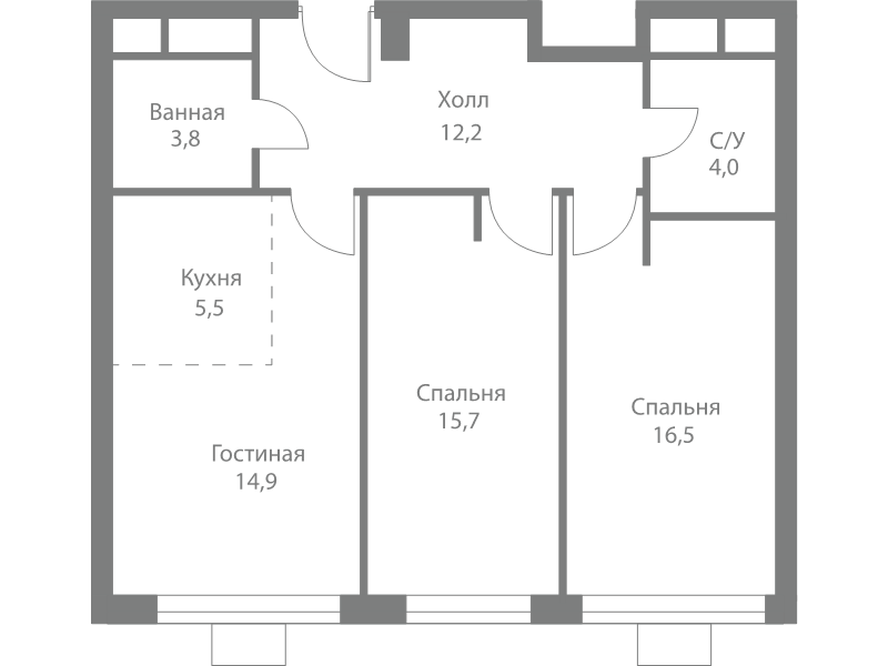 3 ккв (Евро) 72,6 м²