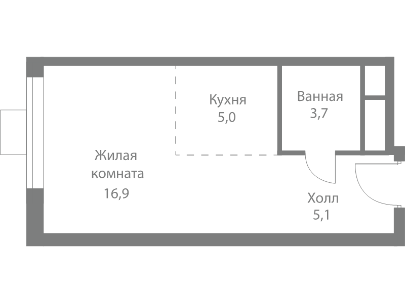 Студия 30,7 м²