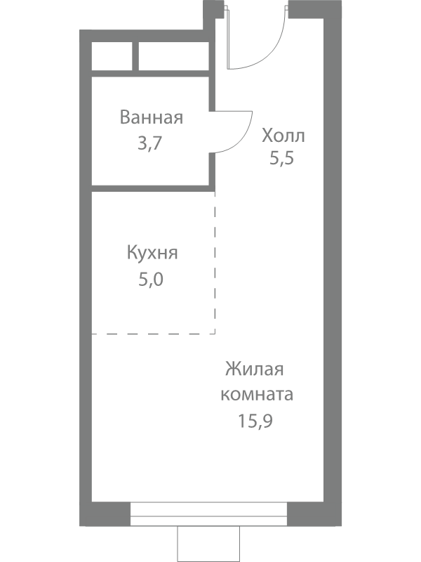 Студия 30,1 м²