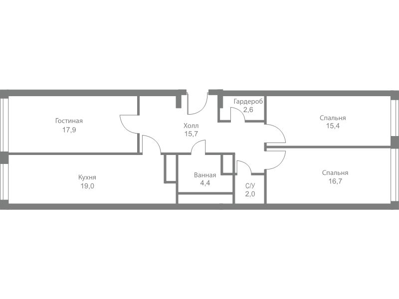 4 ккв (Евро) 93,7 м²