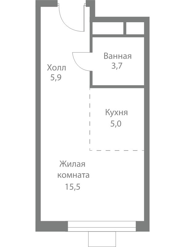 Студия 30,1 м²