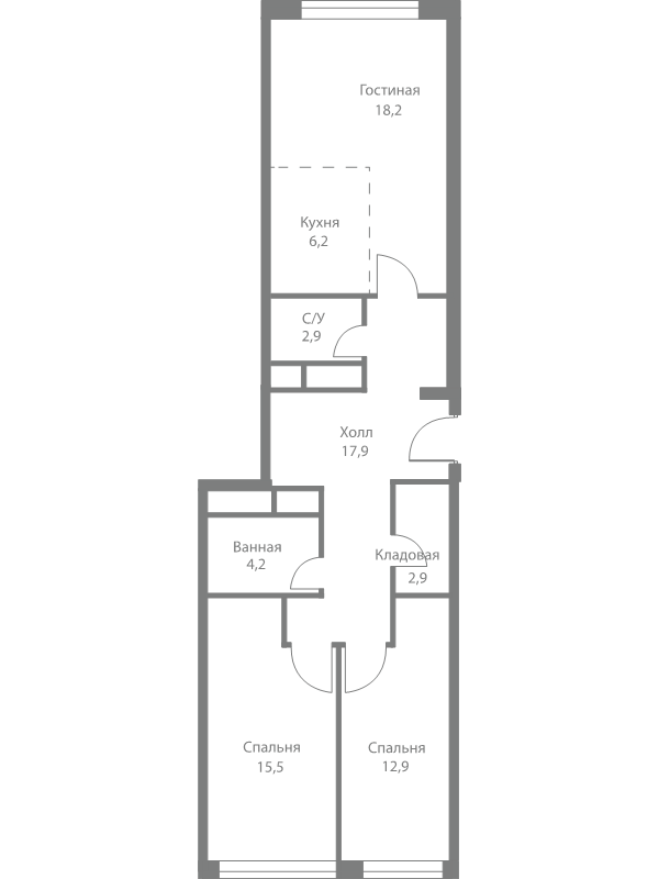 3 ккв (Евро) 80,8 м²