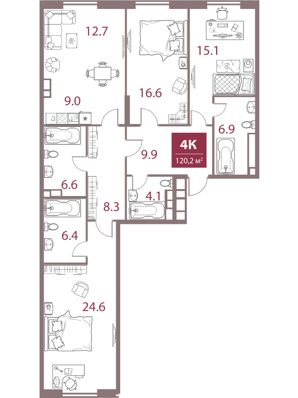 4 ккв (Евро) 120,2 м²
