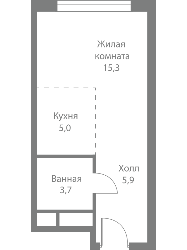Студия 29,9 м²
