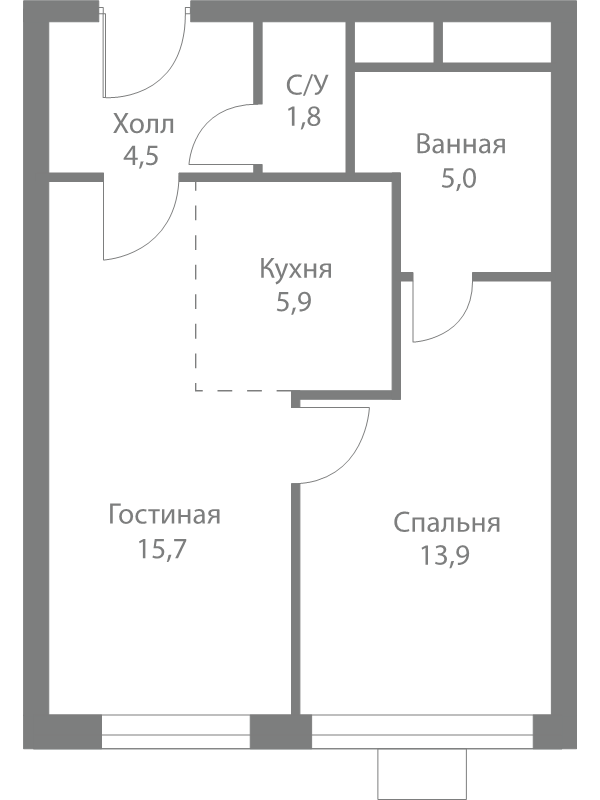 2 ккв (Евро) 46,8 м²