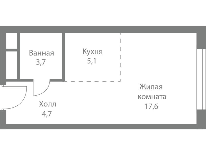 Студия 31,1 м²
