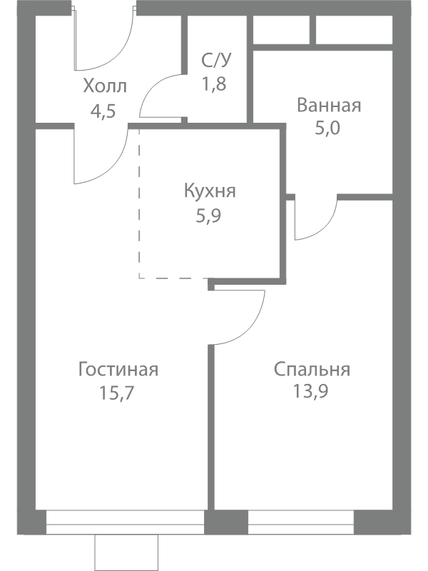 2 ккв (Евро) 46,8 м²