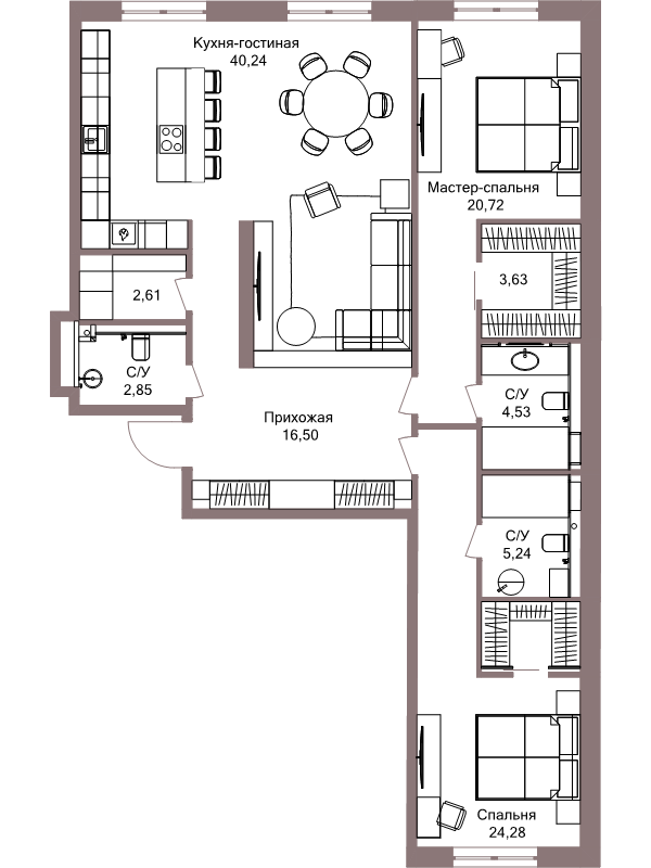 3 ккв (Евро) 123 м²