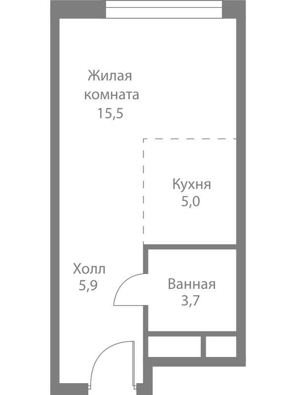Студия 30,1 м²