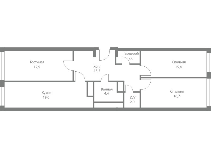 4 ккв (Евро) 93,7 м²