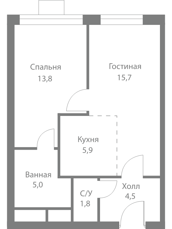 2 ккв (Евро) 46,7 м²