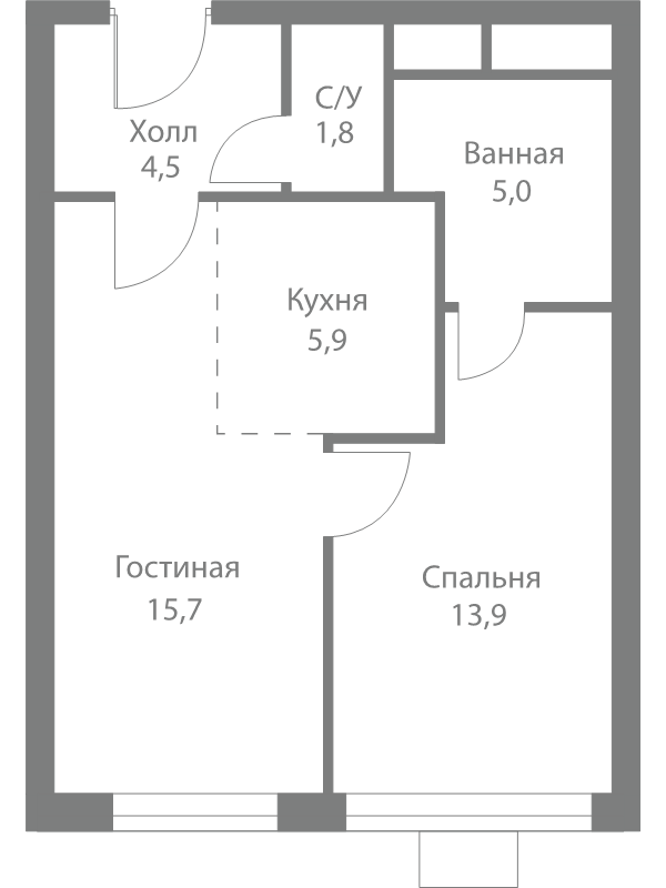 2 ккв (Евро) 46,8 м²